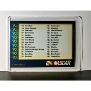 Checklist #3 Checklist 1993 Maxx Premier Plus Racing #211 NASCAR Card